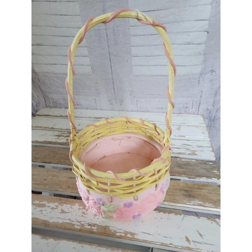 Ftd pink flower wicker basket Easter‎ spring home d